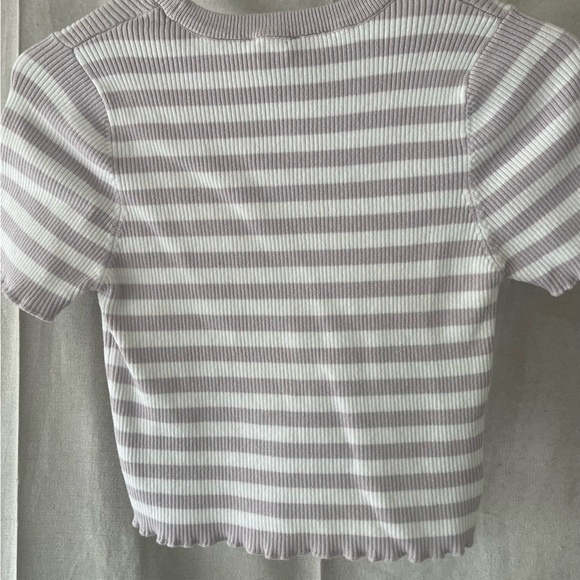 Double Zero Purple and White Striped Crop Top - Picture 3 of 4